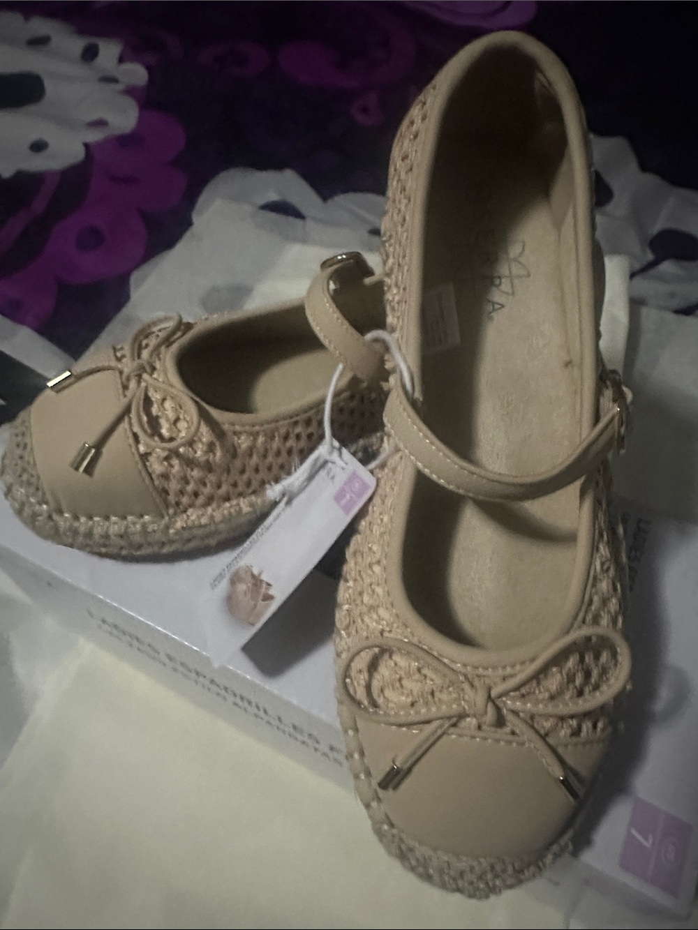 Serra Beige Mary Jane Espadrille Flats for Kids